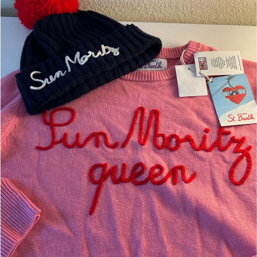 *****St. Barth***** Womens Cashmere and Wool Pink Crew Neck Pull Over